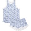 New York City Women's Ruffle Short Pajama Set, Blue - Pajamas - 1 - thumbnail