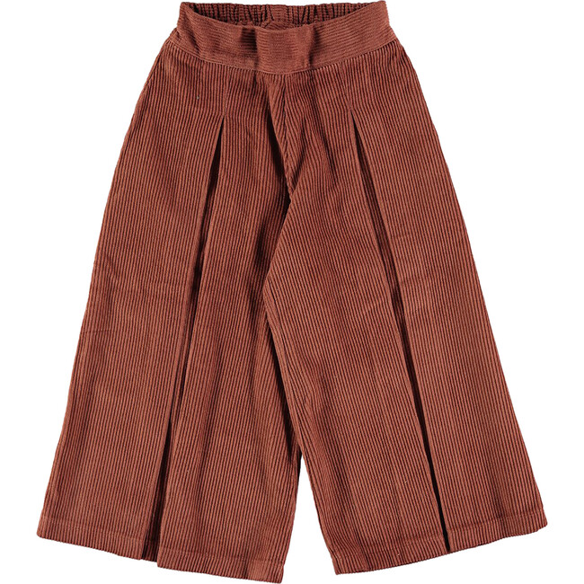 Corduroy Wide Trousers, Brandy brown - Pants - 1