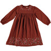 Bambula Embroidered Dress, Brandy Brown - Dresses - 1 - thumbnail