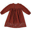Bambula Embroidered Dress, Brandy Brown - Dresses - 2