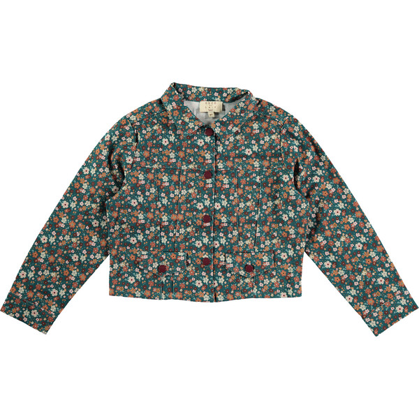 Winter Twill Jacket, Green Flowers - Coco Au Lait Outerwear | Maisonette