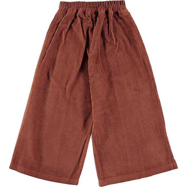 Corduroy Wide Trousers, Brandy brown - Pants - 4
