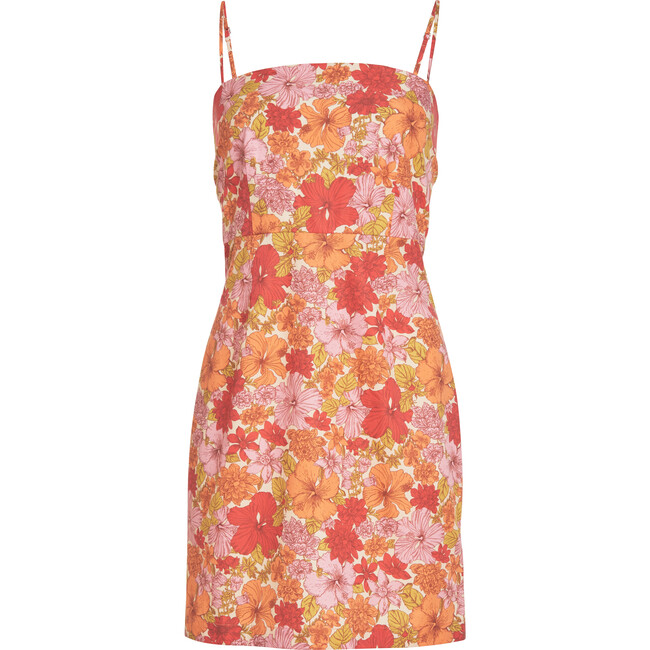 Women's Mini Slip Dress, Warm Hibiscus - Dresses - 1 - zoom