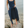 Women's Front Tie Dress, Navy Linen - Dresses - 4
