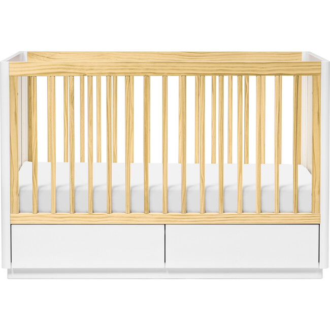 Bento 3-in-1 Convertible Storage Crib with Toddler Bed Conversion Kit, Natural/White