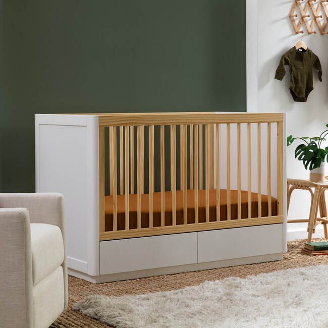 Bento 3-in-1 Convertible Storage Crib with Toddler Bed Conversion Kit, Natural/White - Cribs - 2