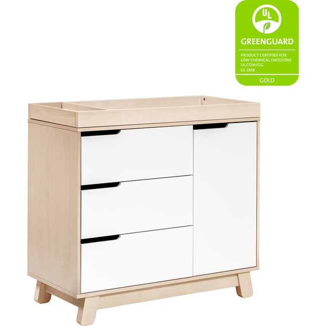 Hudson 3-Drawer Changer Dresser with Removable Changing Tray, Washed Natural/White - Dressers - 8