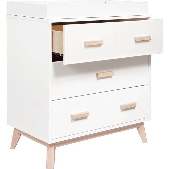 Scoot 3-Drawer Changer Dresser with Removable Changing Tray, White/Washed Natural - Dressers - 3