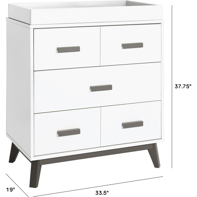 Scoot 3-Drawer Changer Dresser with Removable Changing Tray, Slate/White - Dressers - 3