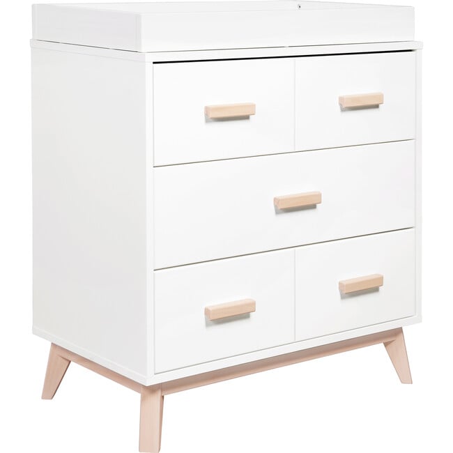 Scoot 3-Drawer Changer Dresser with Removable Changing Tray, White/Washed Natural - Dressers - 5