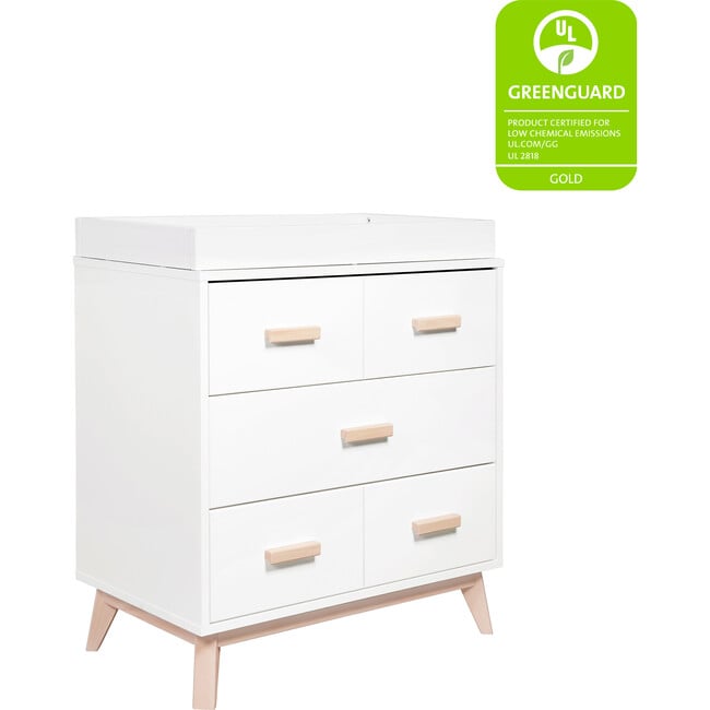 Scoot 3-Drawer Changer Dresser with Removable Changing Tray, White/Washed Natural - Dressers - 6