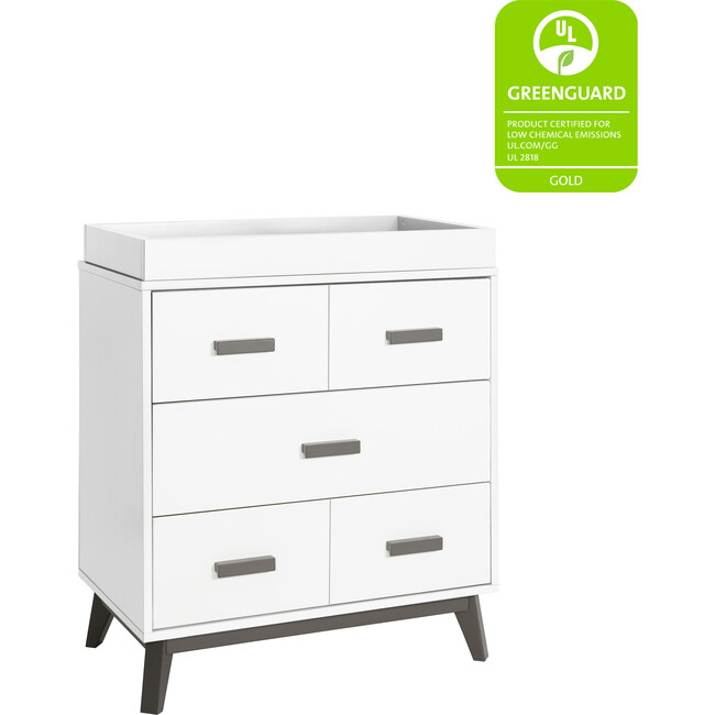 Scoot 3-Drawer Changer Dresser with Removable Changing Tray, Slate/White - Dressers - 5