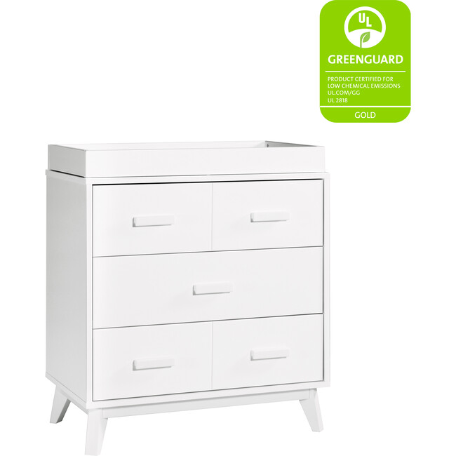 Scoot 3-Drawer Changer Dresser with Removable Changing Tray, White - Dressers - 7