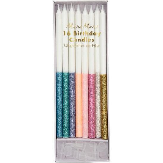 Dipped Glitter Candles, Multicolor