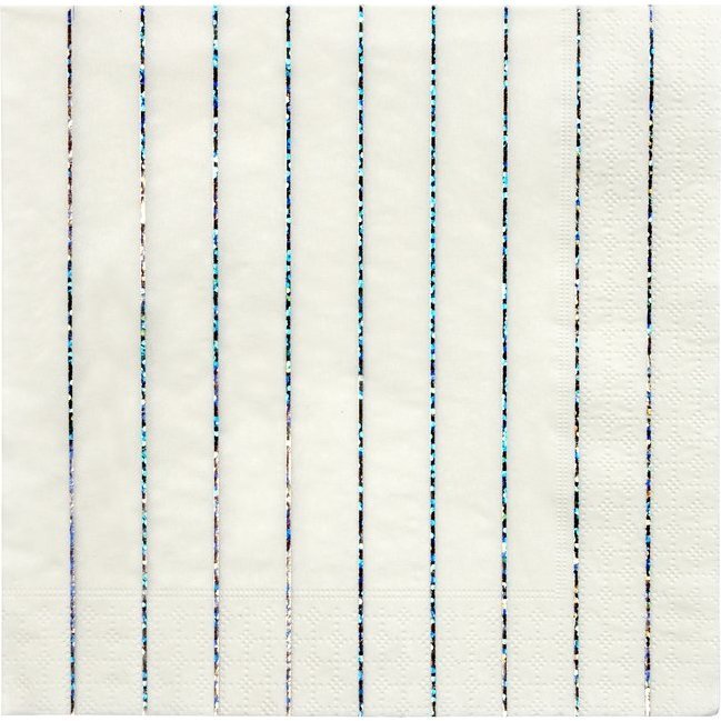 Silver Sparkle Striped Large Napkins - Tableware - 1