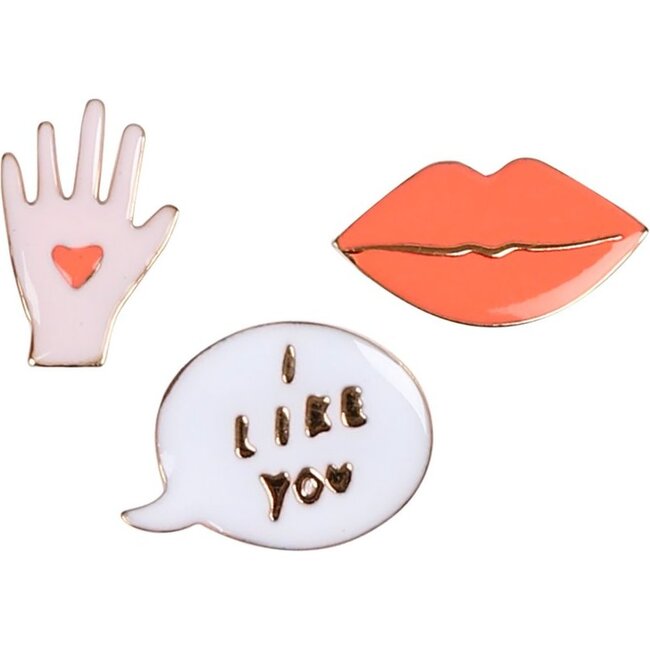 Lips, Hand and Speech Bubble Enamel Pins - Party - 1