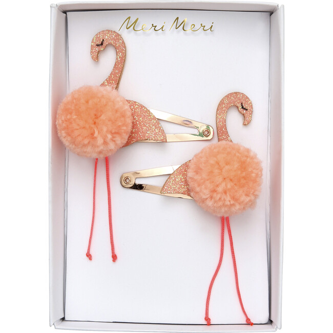 Flamingo Pompom Hair Slides - Hair Accessories - 1