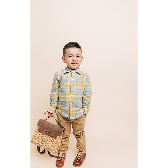 Mini Convertible Kid's Briefcase, Cognac - Backpacks - 5