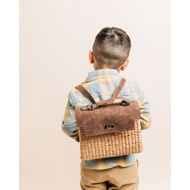 Mini Convertible Kid's Briefcase, Cognac - Backpacks - 7