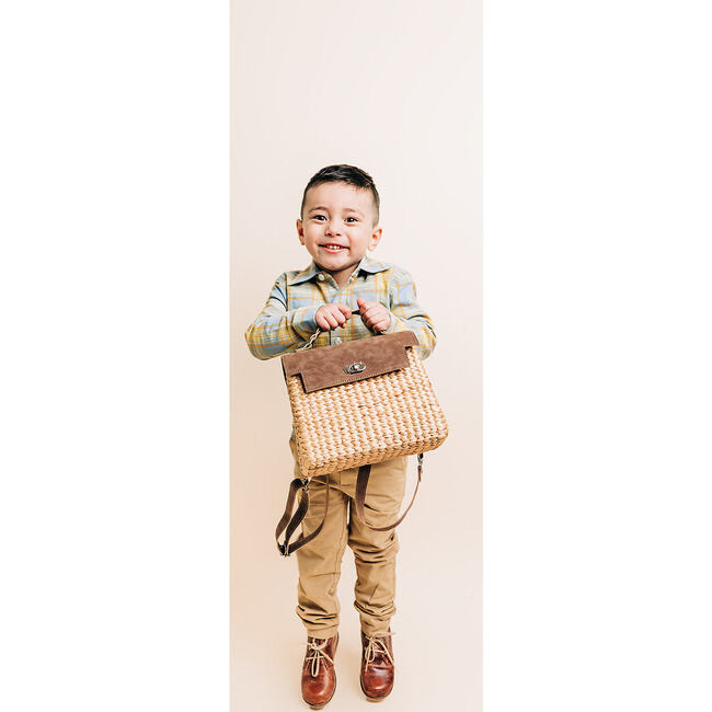Mini Convertible Kid's Briefcase, Cognac - Backpacks - 8