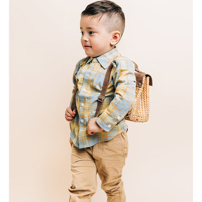Mini Convertible Kid's Briefcase, Cognac - Backpacks - 9