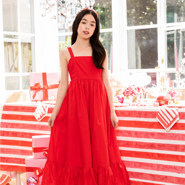 Rudolph Cotton Maxi Dress, Red - Dresses - 2