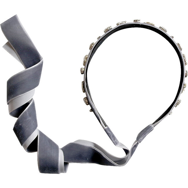 Ecstasy Embellished Tie-Back Headband, Charcoal