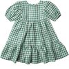 Clementine Puff Sleeve Dress, Green Gingham - Dresses - 1 - thumbnail