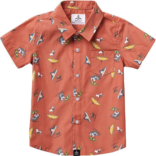 Seaesta Surf x Peanuts® Snoopy Shade Button Up Shirt, Rust - Shirts - 1