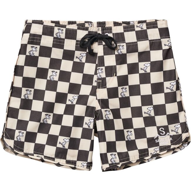 Peanuts® Black & White Checkerboard Boardshorts, Strand