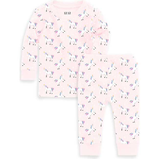 Long Sleeve Pajama Set, Unicorns - Pajamas - 1 - zoom