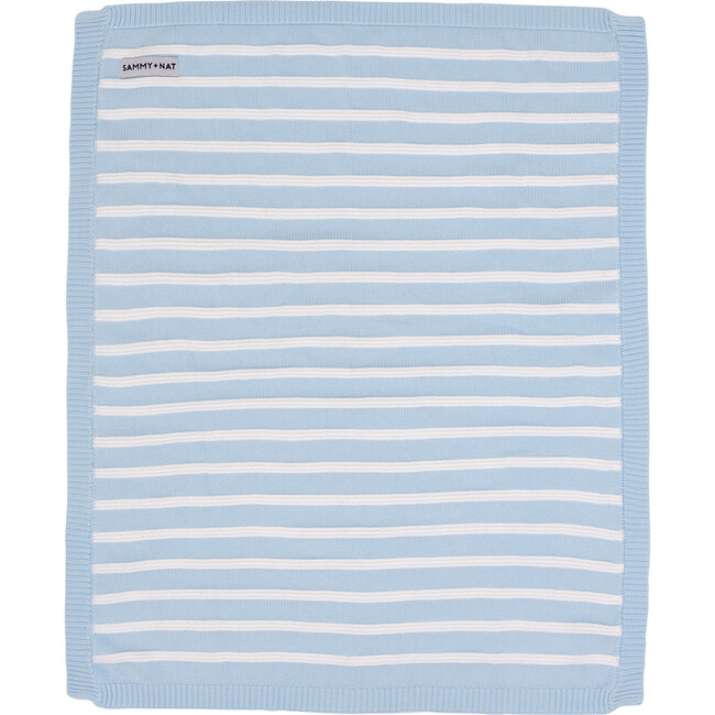 S+N Knit Stripe Blanket, Light Blue - Blankets - 2