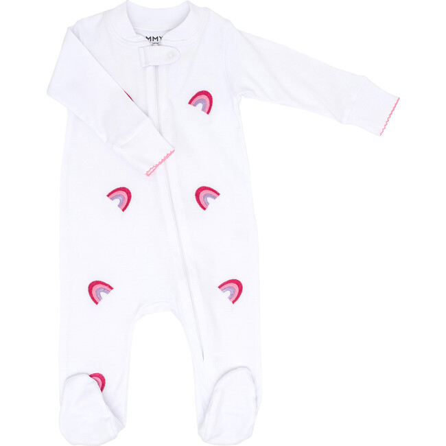 Embroidered Rainbow Zipper Romper - Rompers - 1