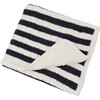 S+N Cable Knit Stripe Sherpa Blanket, Navy - Blankets - 1 - thumbnail