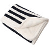S+N Cable Knit Stripe Sherpa Blanket, Navy - Blankets - 3 - thumbnail