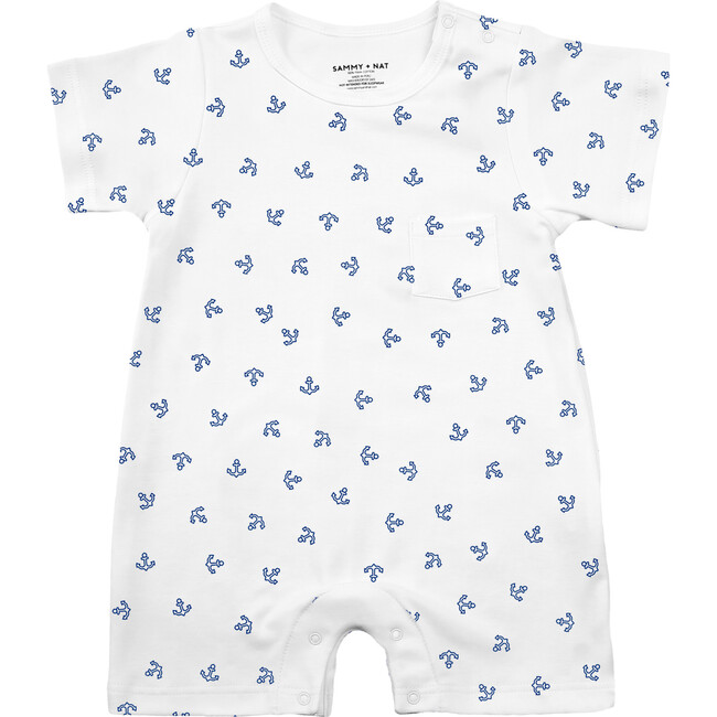 Summer Romper, Blue Anchor - Rompers - 1