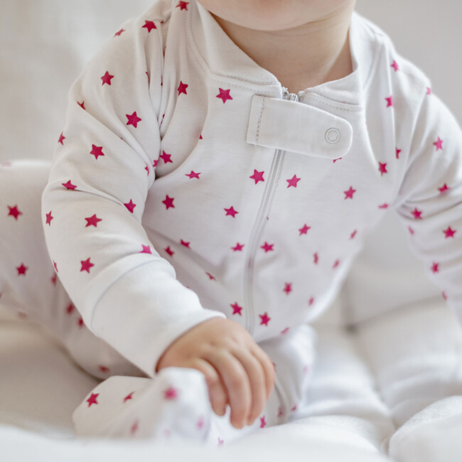 Mini Stars Zipper Romper in Pink