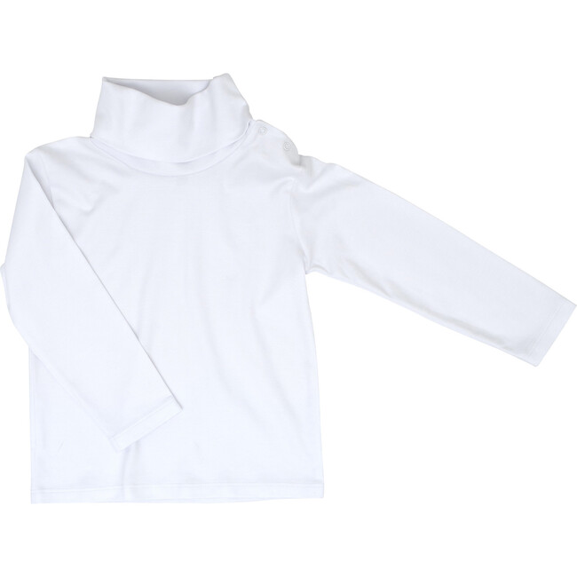 Long Sleeve Pima Turtleneck, White - Shirts - 1