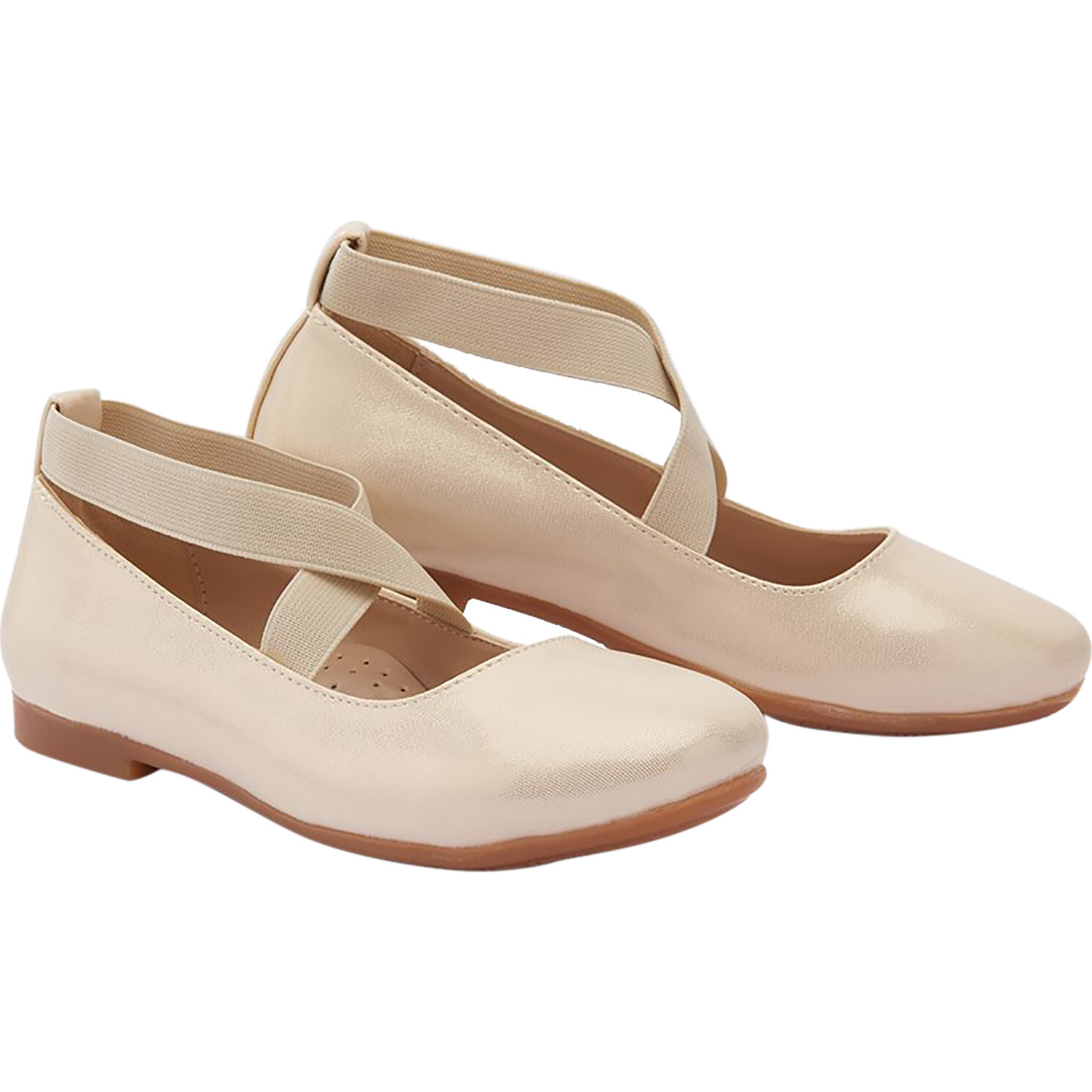 Satin Baby Ballerina Flats, Gold - Mary Janes - 1