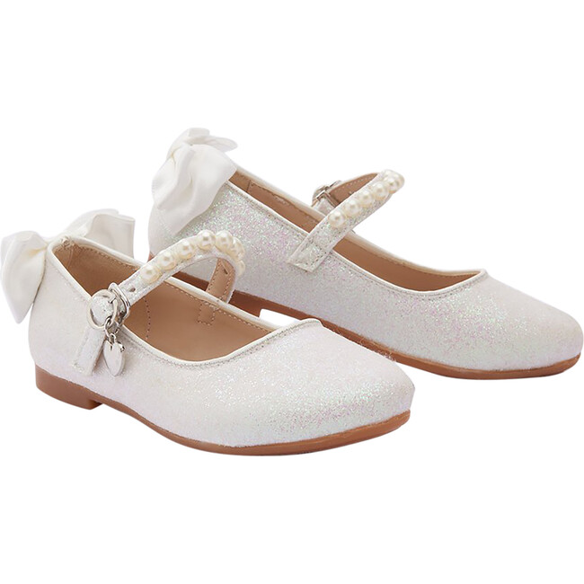 Glitter Bow Flats, Pearl - Mary Janes - 1