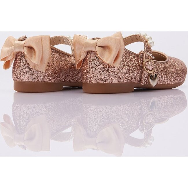 Glitter Bow Flats, Rose Gold - Mary Janes - 2