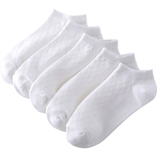 Women's Five Pack Textured No Show Socks, White