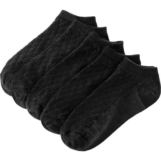 Women's Five Pack Textured No Show Socks, Black