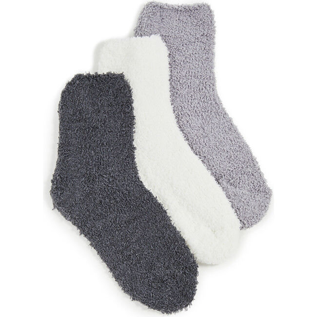 Women's Cozy Ankle Three Pack, Ivory/Grey/Charcoal