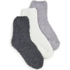 Women's Cozy Ankle Three Pack, Ivory/Grey/Charcoal - Socks - 1 - thumbnail