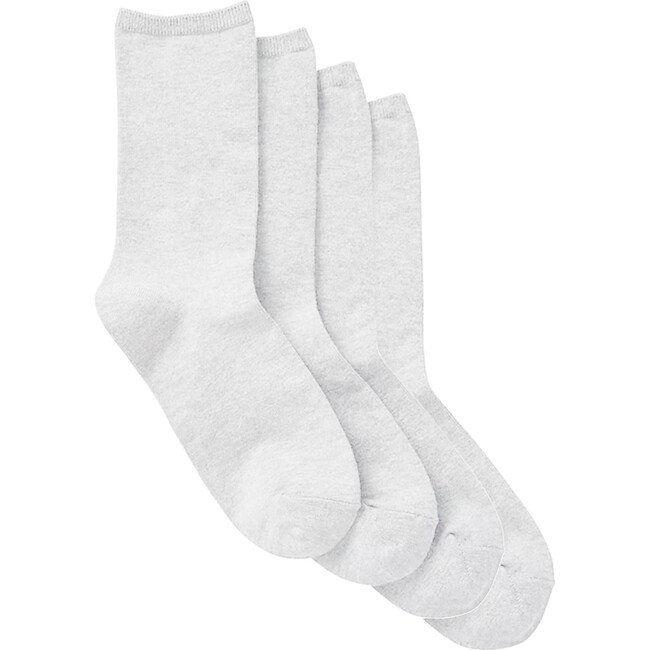 Women's Essential Cotton Crew Socks, Four Pack, White - Socks - 1