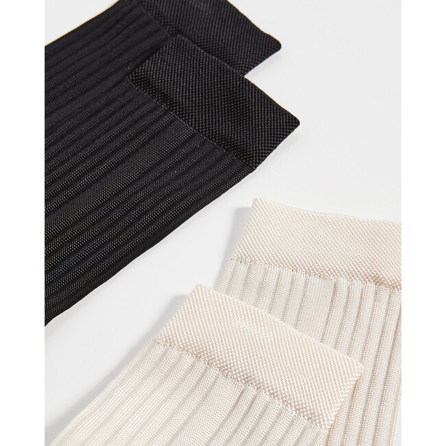 Women's Black & Ivory Silky Ribbed Two Pack