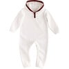 Organic Velveteen Hooded Onesie, Red - Onesies - 1 - thumbnail