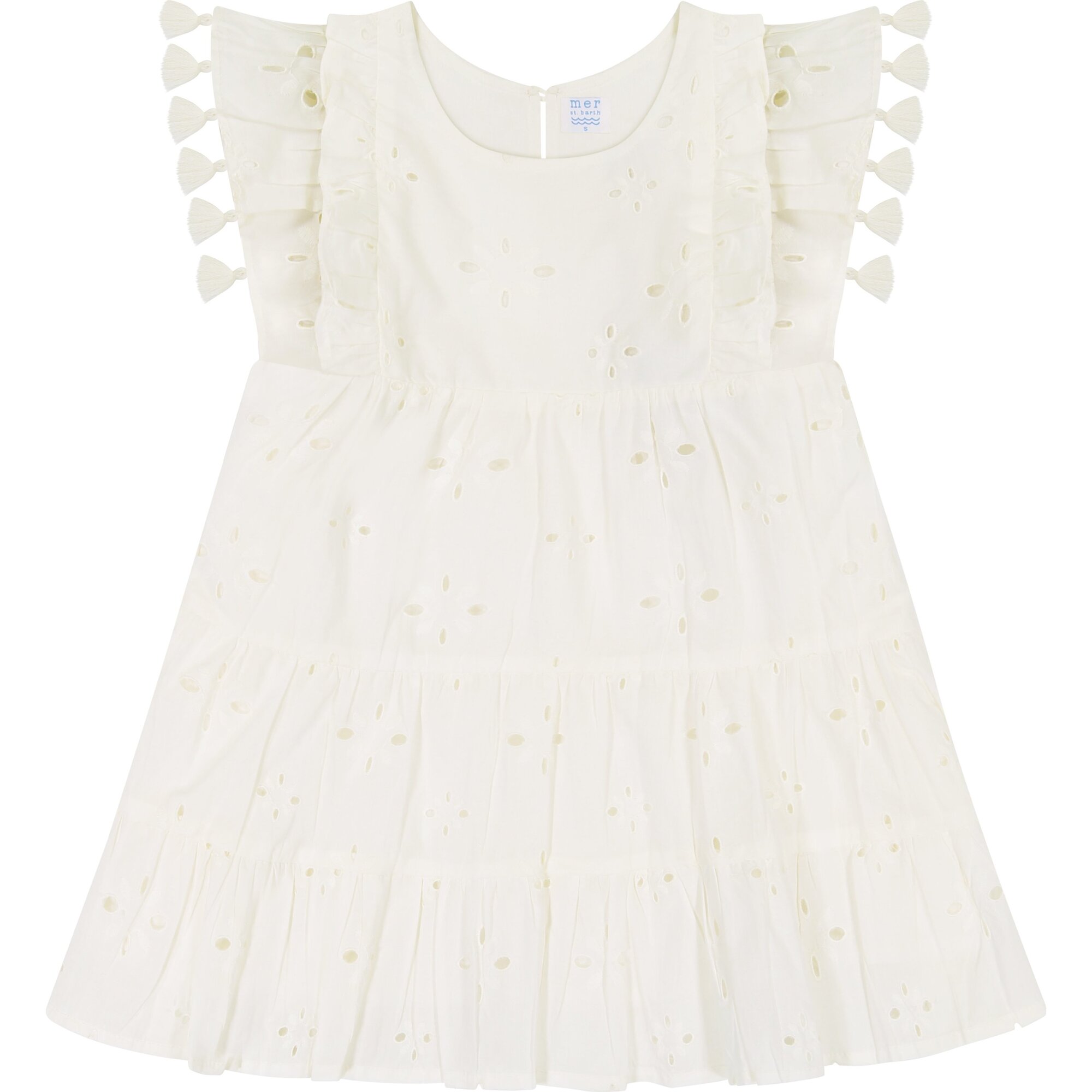 Sophie Tassel Dress, White Eyelet - Dresses - 1