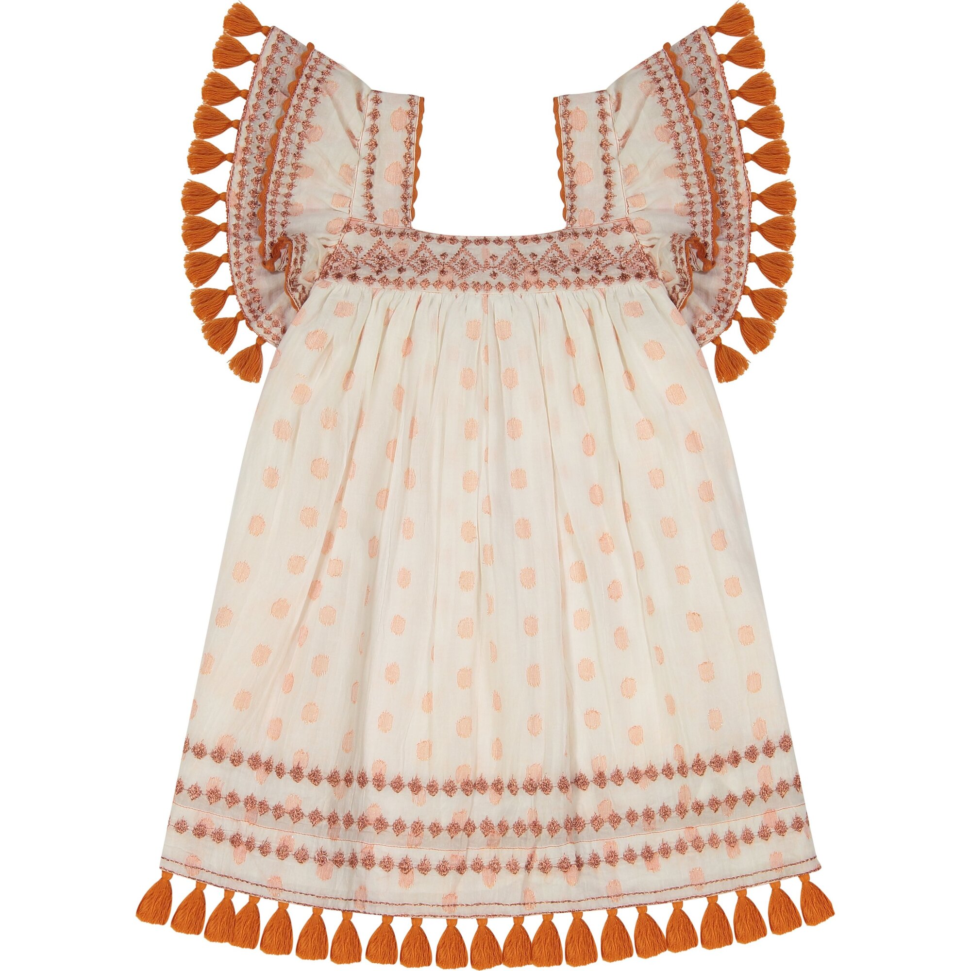 Serena Tassel Dress, Copper Dobby - Dresses - 1